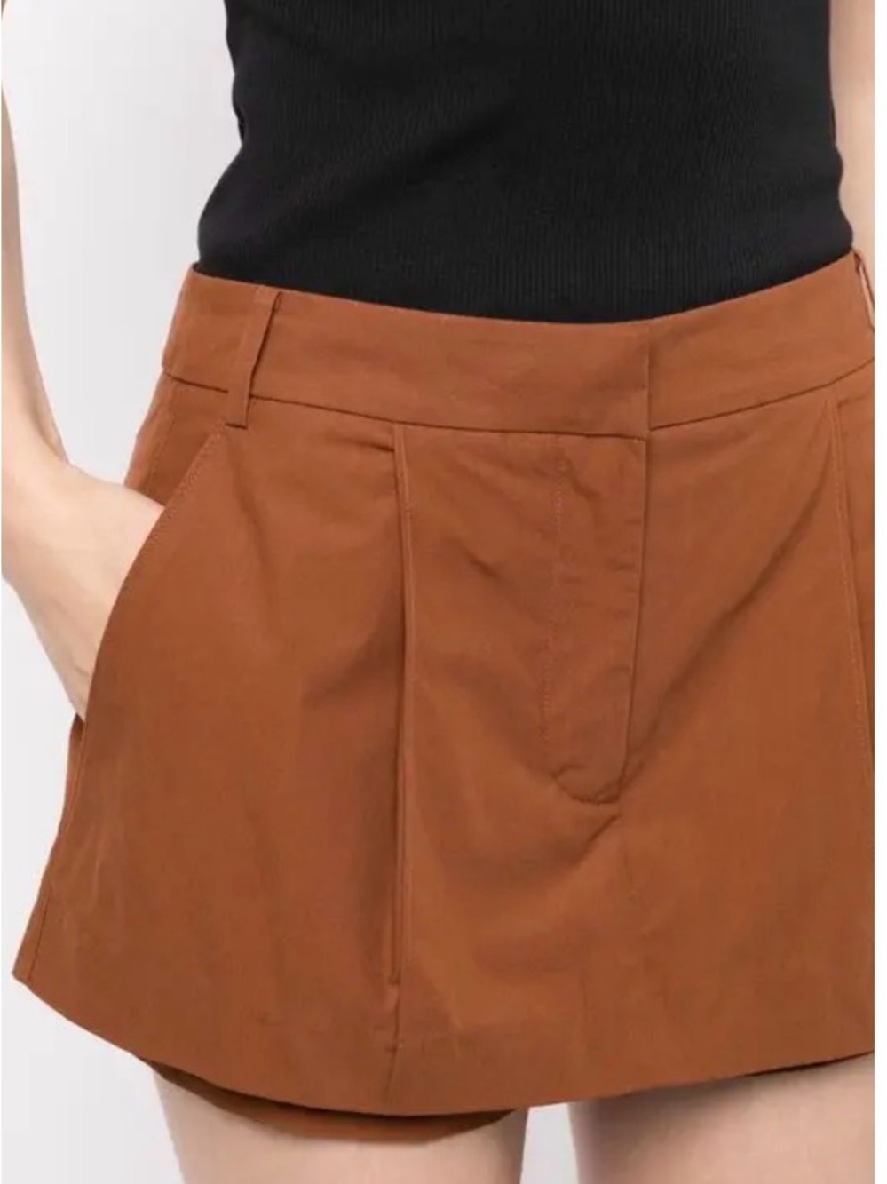 Tibi Rust-Tone Pleated Skort